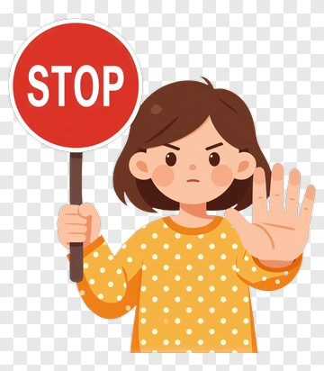 Girl Holding A Stop Sign PNG
