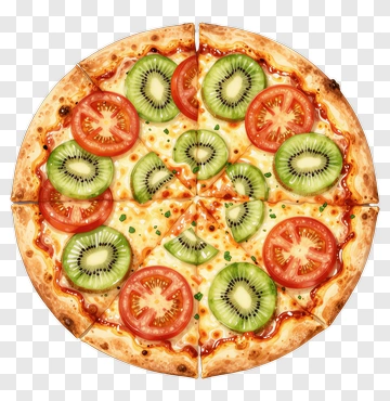 Pizza With Kiwi And Tomato Toppings PNG