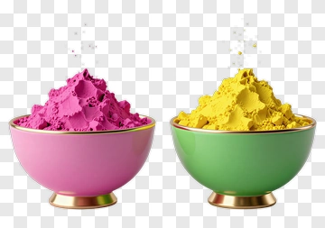 Colorful Bowls Of Pink And Yellow Powder PNG