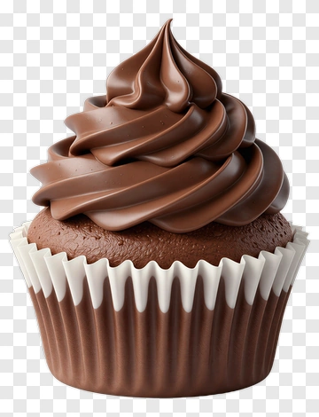 Chocolate Cupcake With Swirled Frosting PNG