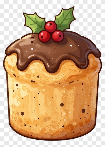 Christmas Cake With Holly And Berries PNG