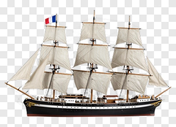 Sailing Ship Model With White Sails PNG