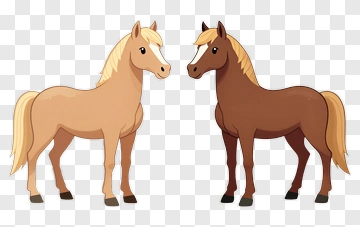Cartoon Horses Standing Together PNG