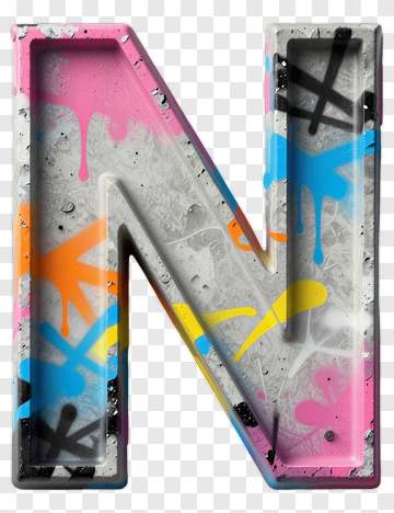 Colorful Graffiti Letter N PNG