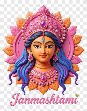 Colorful Goddess Illustration For Janmashtami PNG