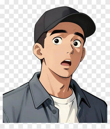 Surprised Young Man With Cap PNG
