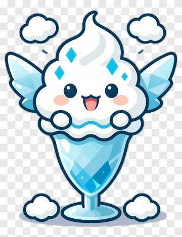 Cute Ice Cream Character With Blue Tones PNG