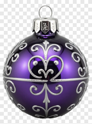 Purple Christmas Ornament With Silver Design PNG