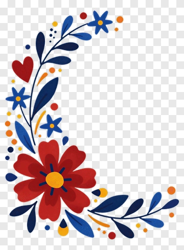 Colorful Floral Corner Decoration PNG