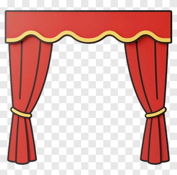 Red Theater Curtain With Gold Trim PNG