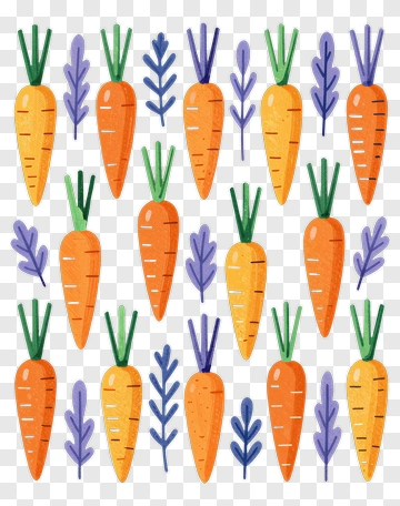 Colorful Carrots And Leaves Pattern PNG