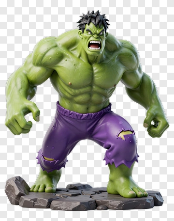 3D Hulk Figure In A Dynamic Pose PNG