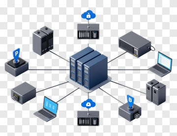 Network Data Center With Connected Devices PNG