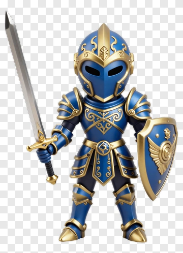 3D Knight Holding Sword And Shield PNG