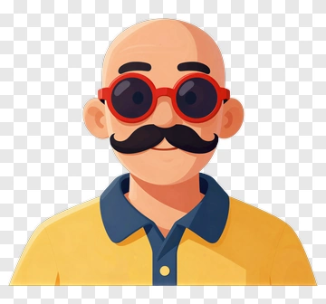 Cartoon Man With Sunglasses And Mustache PNG
