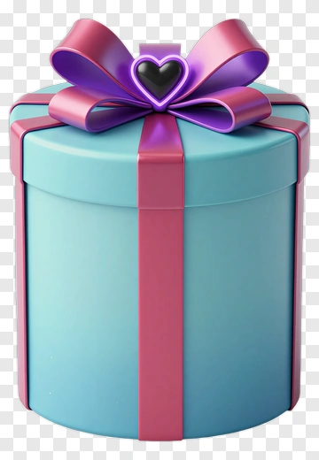 Gift Box With A Heart-Shaped Bow PNG