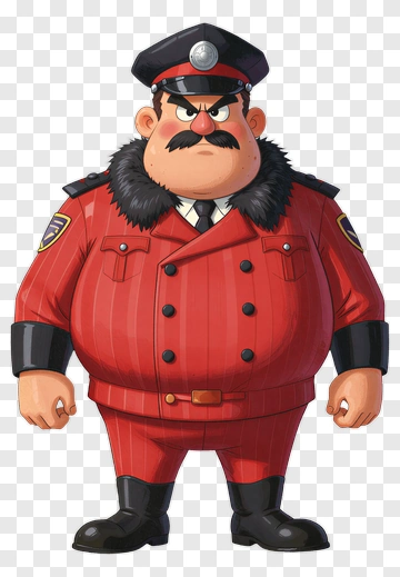 Cartoon Police Officer In Red Uniform PNG