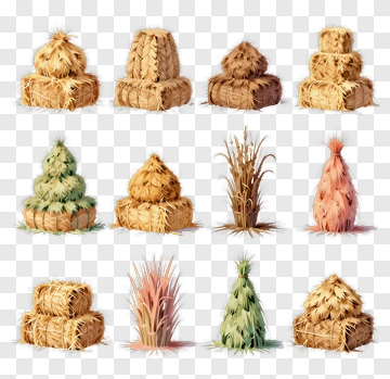 Hay Bales And Straw Decorations PNG