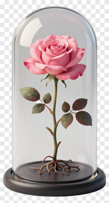 Pink Rose Inside A Glass Dome PNG