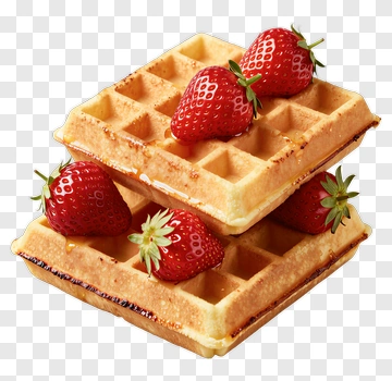 Waffles Topped With Fresh Strawberries PNG