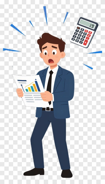 Businessman Looking Shocked At Financial Report PNG