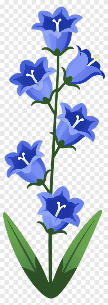 Blue Flower With Green Leaves PNG