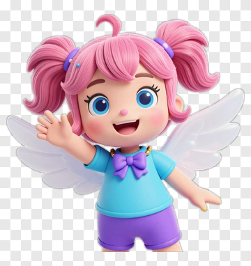 Cartoon Angel Girl Waving PNG