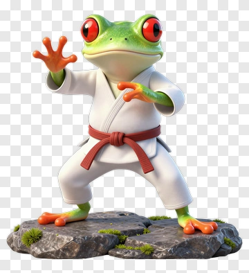 3D Frog In A Karate Uniform PNG