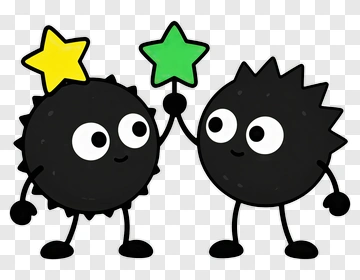 Cartoon Characters Holding Colorful Stars PNG