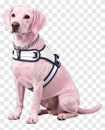 3D Pink Dog Sitting In Harness PNG
