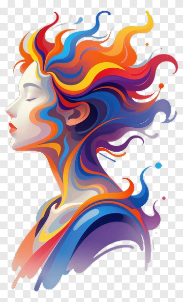 Colorful Abstract Woman With Flowing Hair PNG