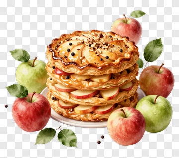 Apple Pie Stack With Fresh Apples PNG
