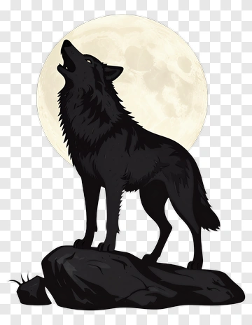 Black Wolf Howling At The Moon PNG