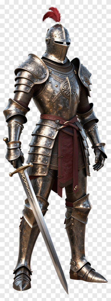 Knight In Armor Holding A Sword PNG