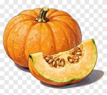Pumpkin With A Slice PNG
