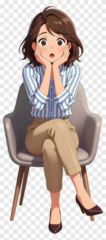 Surprised Woman Sitting In A Chair PNG