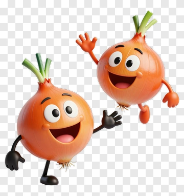 Cartoon Onions Waving And Smiling PNG