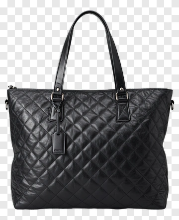 Black Quilted Tote Bag PNG