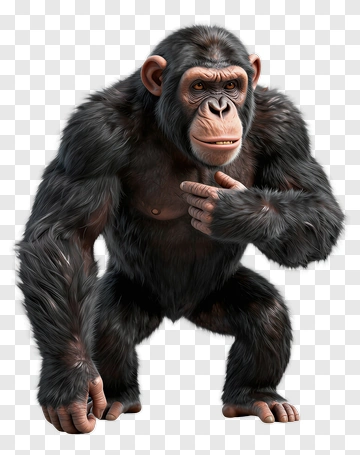 Realistic Gorilla Posing Thoughtfully PNG