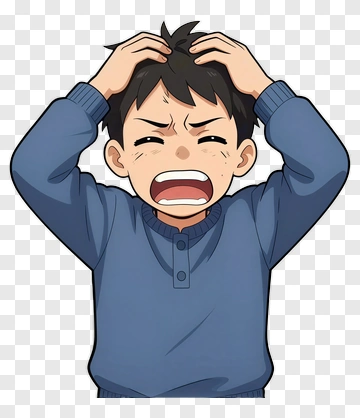 Crying Boy Expressing Frustration PNG