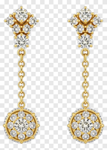 Gold And Diamond Drop Earrings PNG