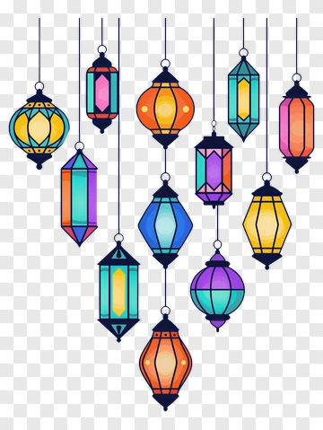 Colorful Hanging Lanterns PNG