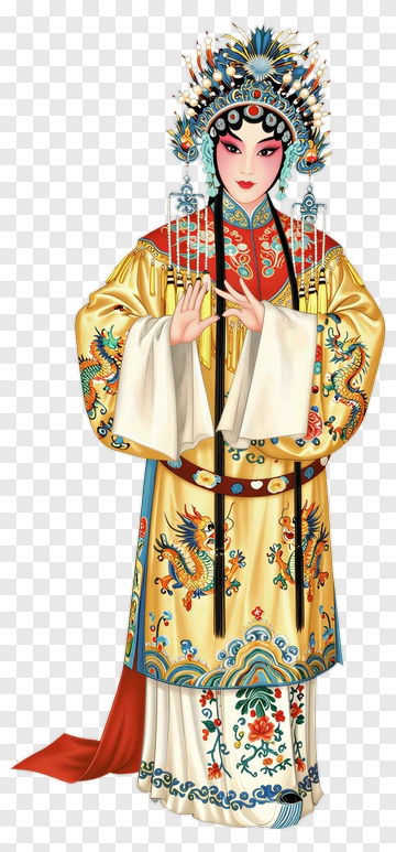 Traditional Chinese Opera Performer In Elaborate Costume PNG