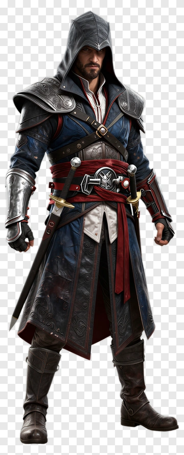 Assassin Character In Detailed Armor PNG