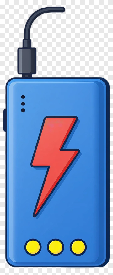 Cartoon Power Bank With Lightning Bolt Design PNG