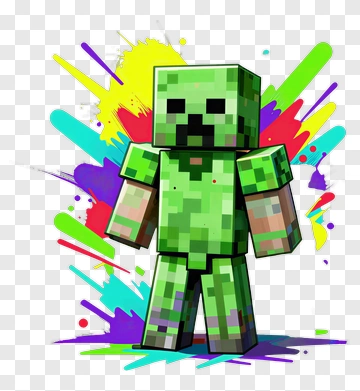 Minecraft Creeper Character With Colorful Background PNG