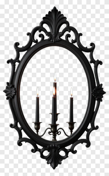 Black Ornate Mirror With Candles PNG