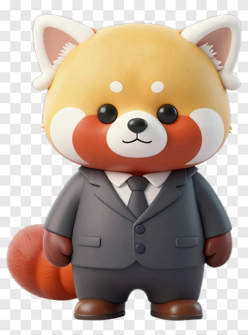 3D Red Panda In A Suit PNG