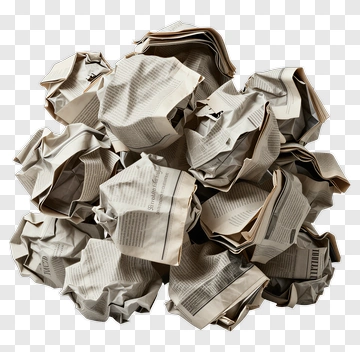 Crumpled Newspaper Pile PNG