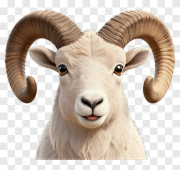 Realistic Goat With Curved Horns PNG